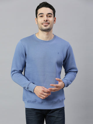 Men's Blue SolidFull Sleeve Sweatshirt