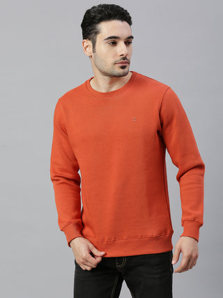 Men's Mustard Solid Full Sleeve Sweatshirt