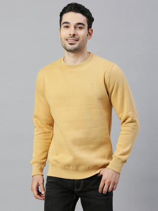 Men's Yellow Solid Full Sleeve Sweatshirt