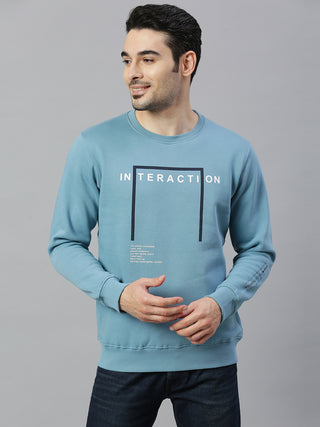 Men's Blue Printed Full Sleeve Sweatshirt