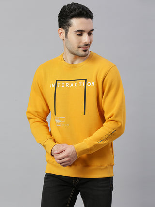 Men's Yellow Printed Full Sleeve Sweatshirt