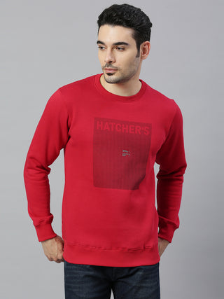 Men's Red Printed Full Sleeve Sweatshirt
