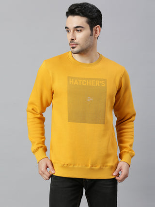 Men's Yellow Printed Full Sleeve Sweatshirt