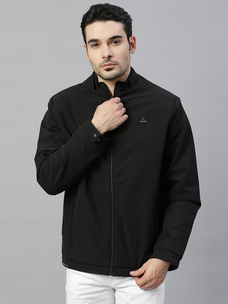 Men's Black Solid Full Sleeve Jacket