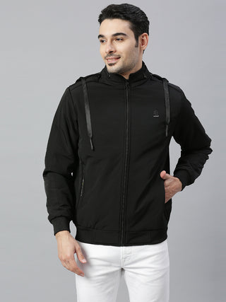 Men's Black Solid Full Sleeve Jacket