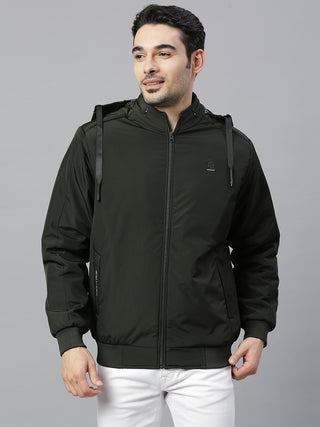 Men's Olive Solid Full Sleeve Jacket