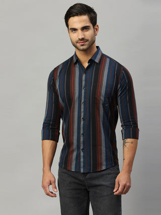 Men's Brown Casual Stripes Shirt