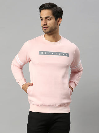 Men's Pink Printed Full Sleeves Sweatshirt
