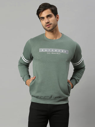 Men's Pista Green Printed Full Sleeves Sweatshirt