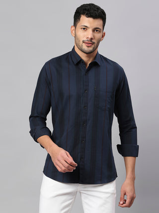 Men's Blue Casual Stripes Shirt