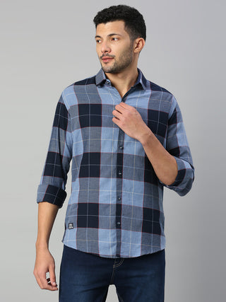 Men's Blue Casual Checks Shirt