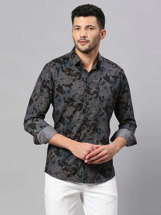 Men's Black Casual Printed Shirt