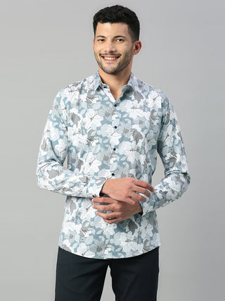 Men's Blue Casual Printed Shirt