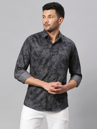 Men's Grey Casual Printed Shirt