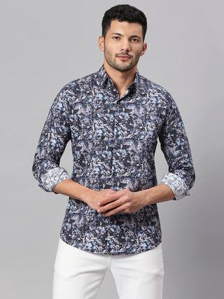 Men's Blue Casual Printed Shirt