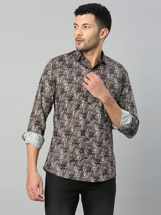 Men's Brown Casual Printed Shirt