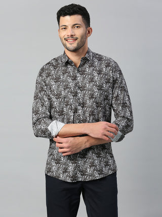 Men's Grey Casual Printed Shirt